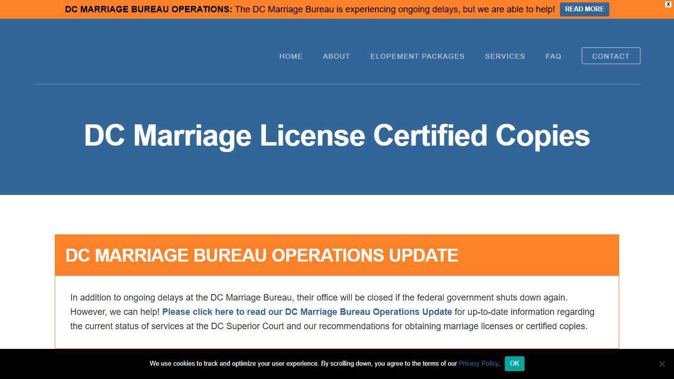 DC Marriage License Certified Copy Service | DC Elopements